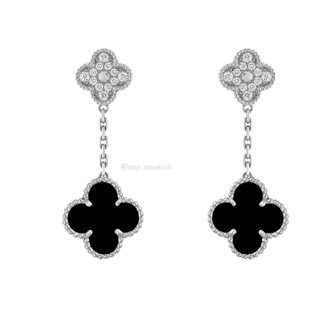 Van Cleef Arpels Magic Alhambra Earrings 2 Motifs 18k White Gold (1) - newkick.app